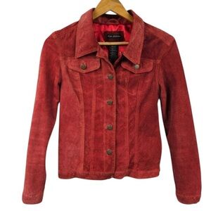 Vintage For Joseph Holiday Red Suede Jean Jacket boho Western cowgirl classic